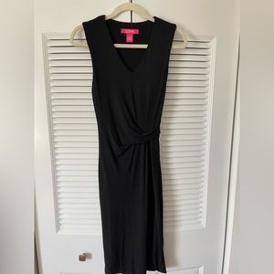 Catherine Catherine Malindrino black fitted v-neck midi dress